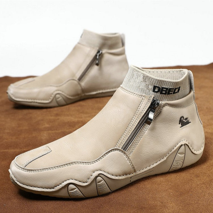 Bootara Men's High-Top Martin Boots with Warm Fleece Lining Durable Winter Outdoor Casual Shoes