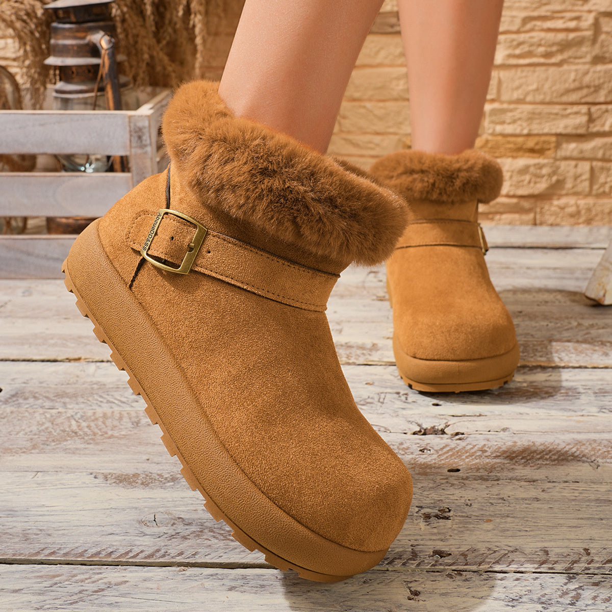 Faux Fur Lined Suede Winter Boots