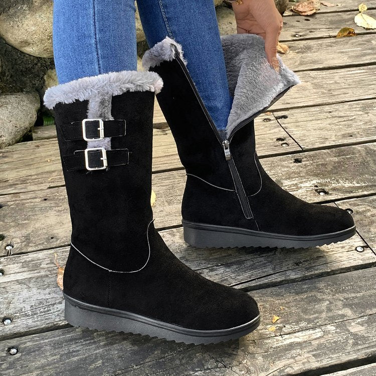 Bootara Women's FrostPuff Mid-Boots – Plush Lined, Slip-Resistant Winter Boots (US 4-10.5)