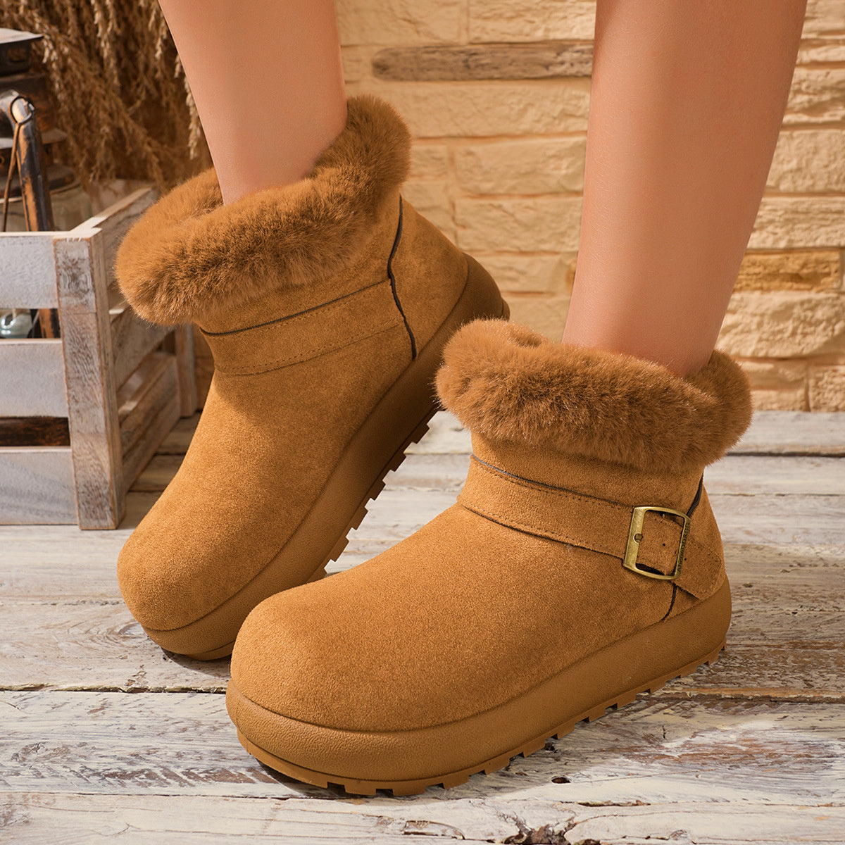 Faux Fur Lined Suede Winter Boots