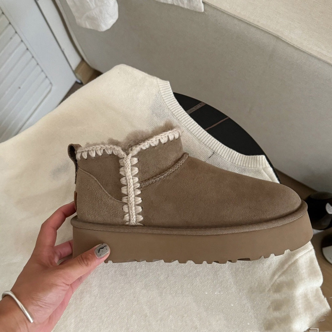Waterproof Suede Sheepskin Winter Boots