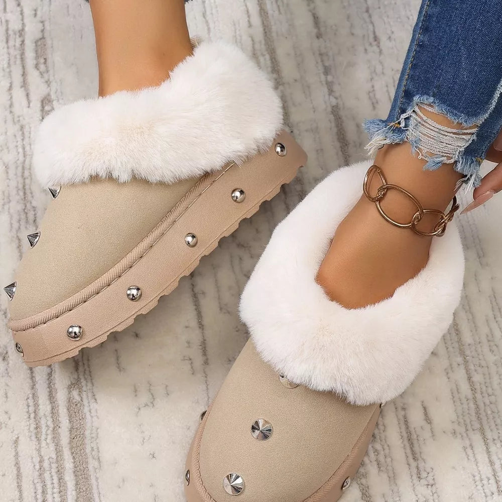 Studded Platform Faux Fur Lined Winter Boots