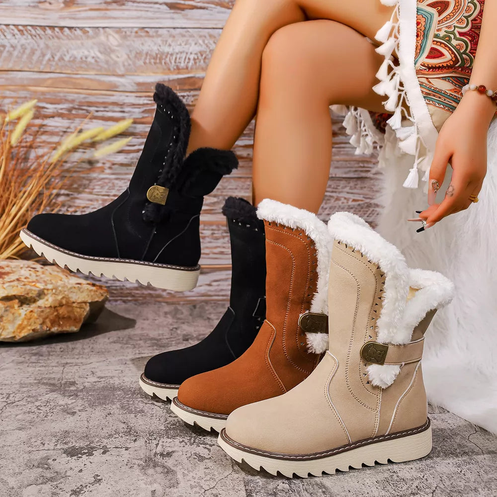 Slip-On Round Toe Platform Boots