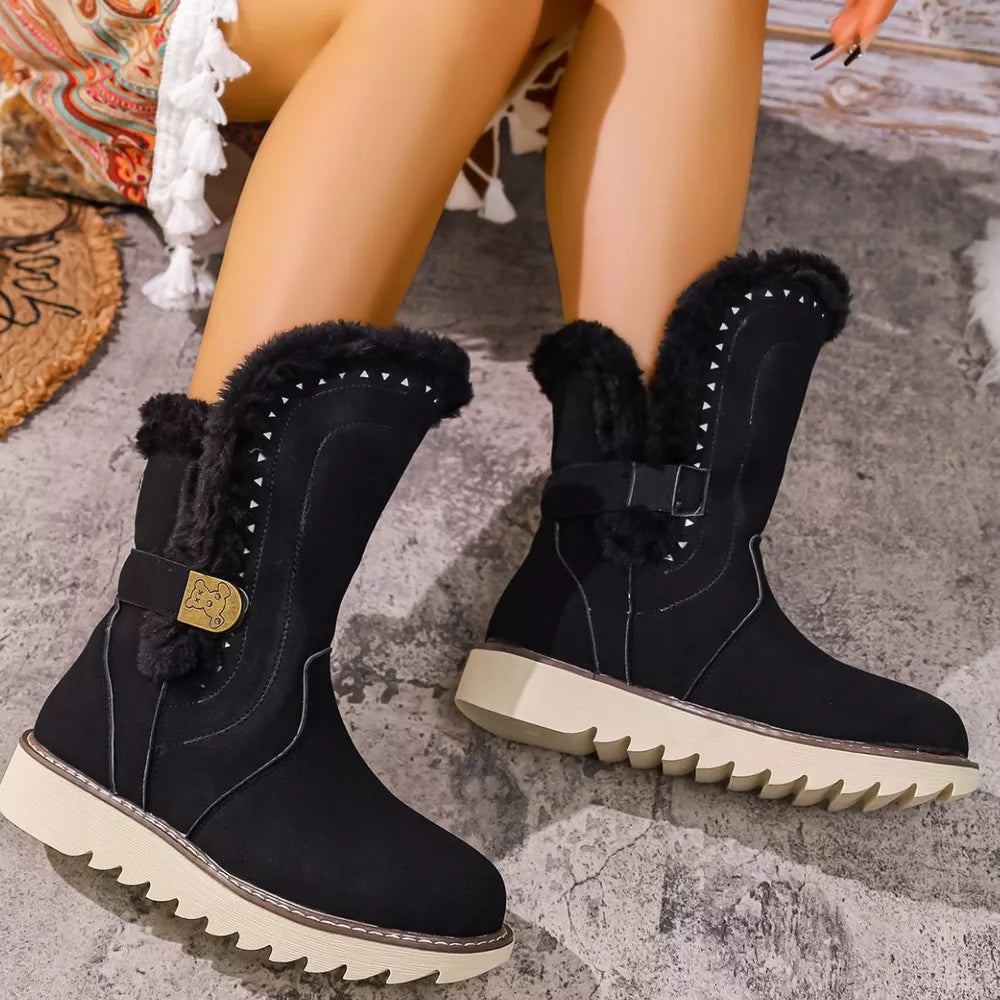 Slip-On Round Toe Platform Boots