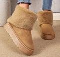 Women's fold over furry cuff platform suede snow boots