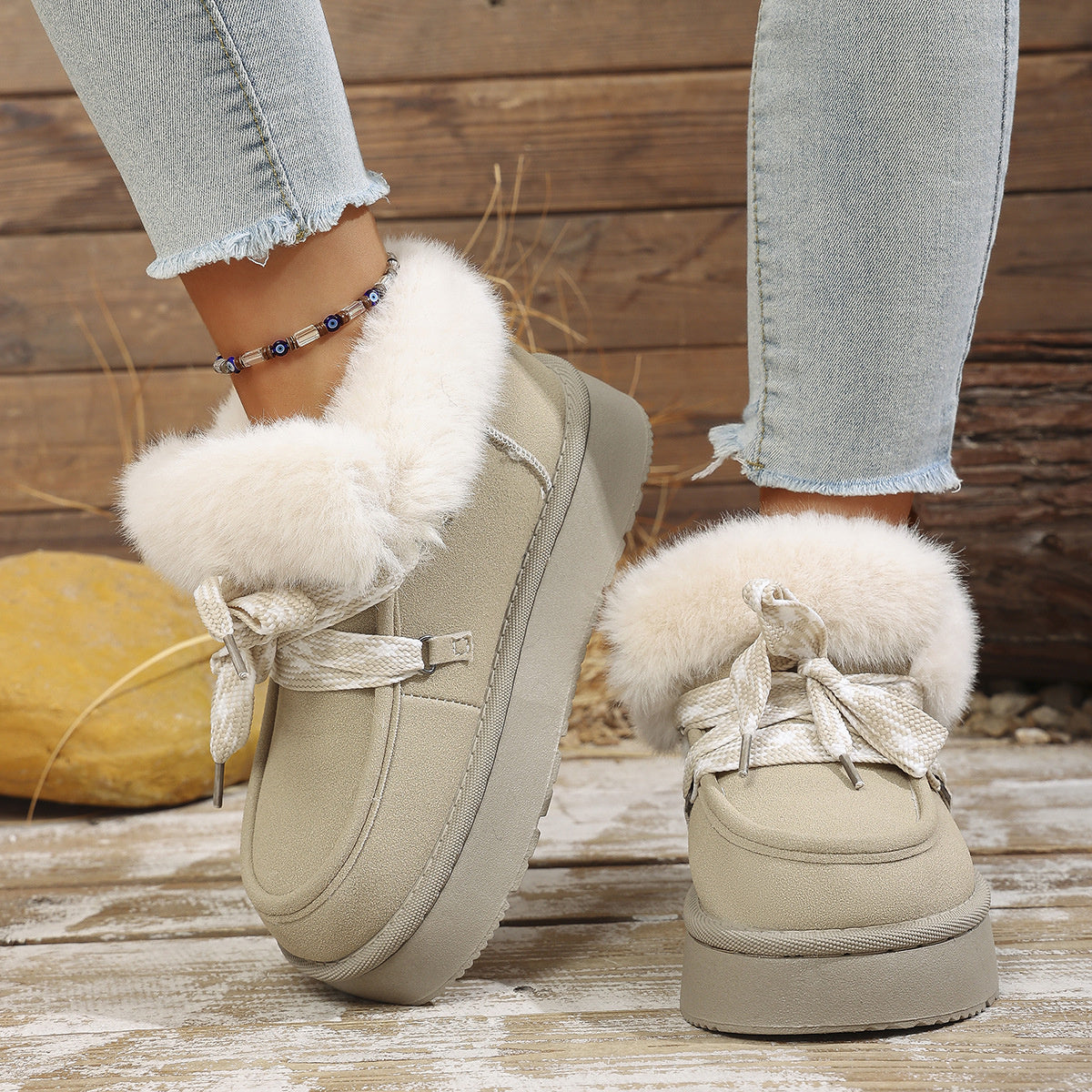 Plush Faux Fur Lined Platform Boots
