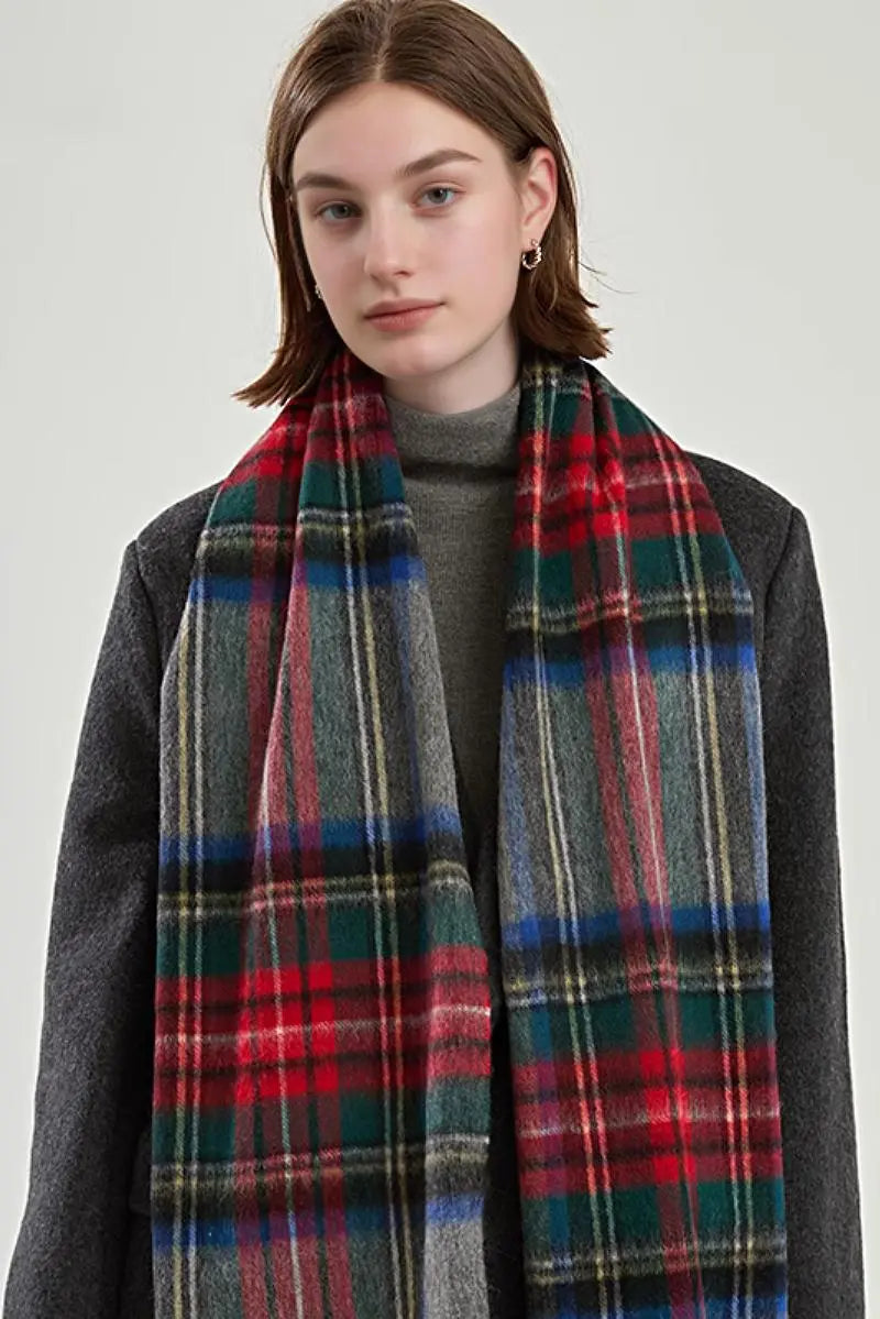 Classic Extra Long 100 Wool Plaid Scarf