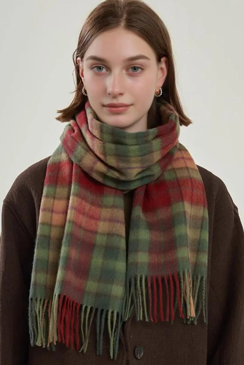 Classic Extra Long 100 Wool Plaid Scarf