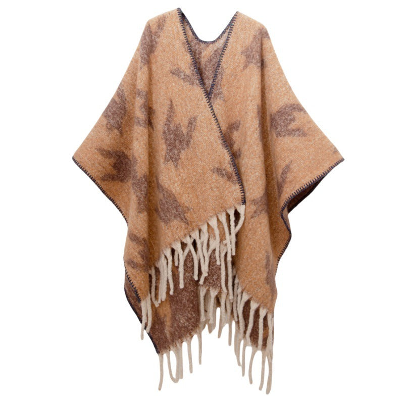 Fringed Jacquard Blanket Shawl Wrap Scarf