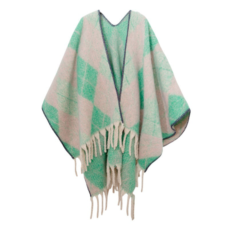 Fringed Jacquard Blanket Shawl Wrap Scarf