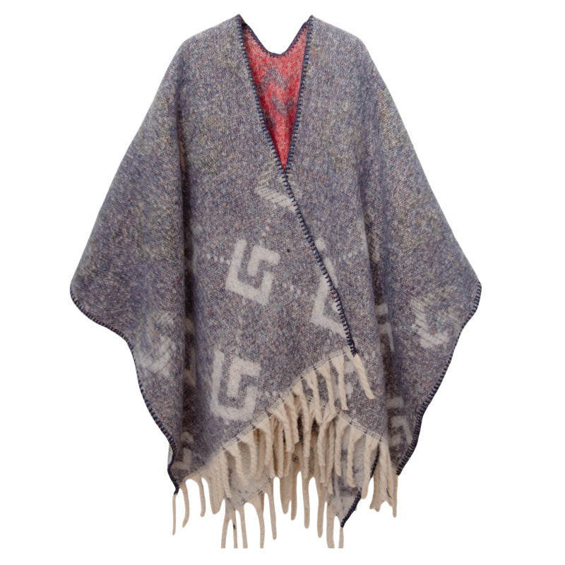 Fringed Jacquard Blanket Shawl Wrap Scarf