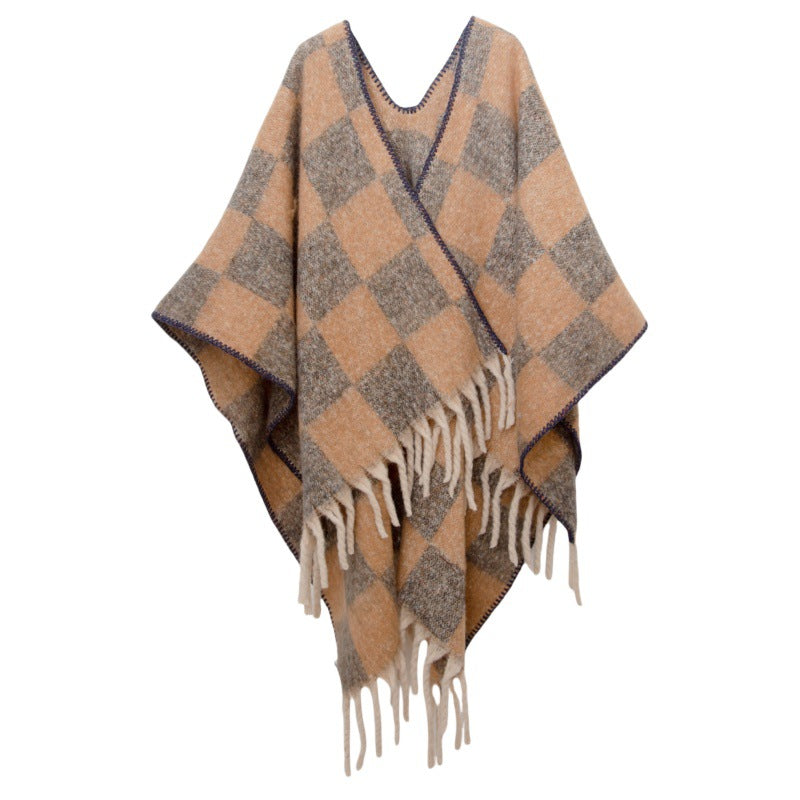 Fringed Jacquard Blanket Shawl Wrap Scarf