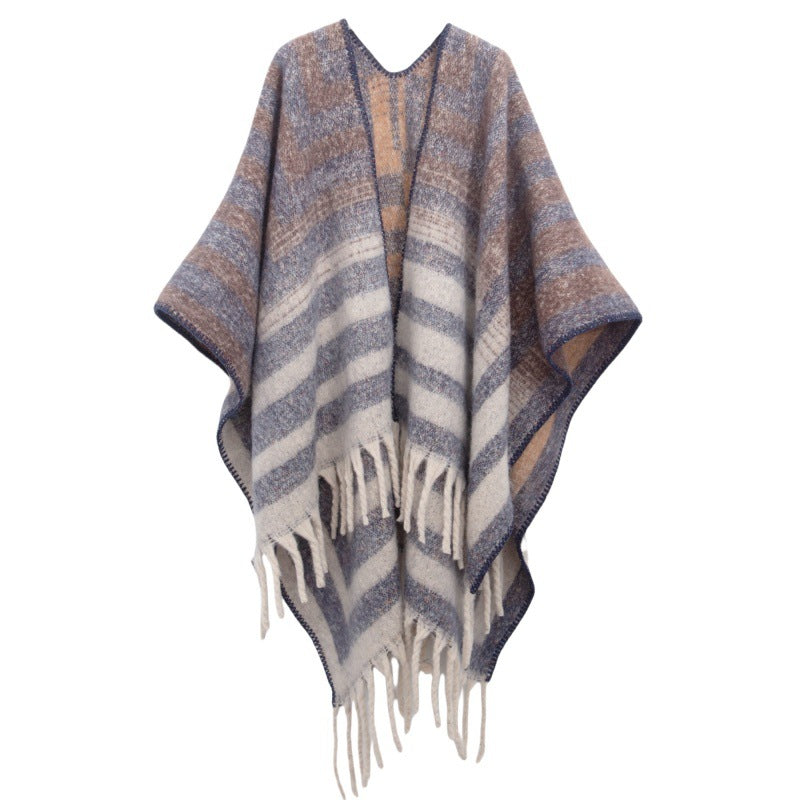 Fringed Jacquard Blanket Shawl Wrap Scarf
