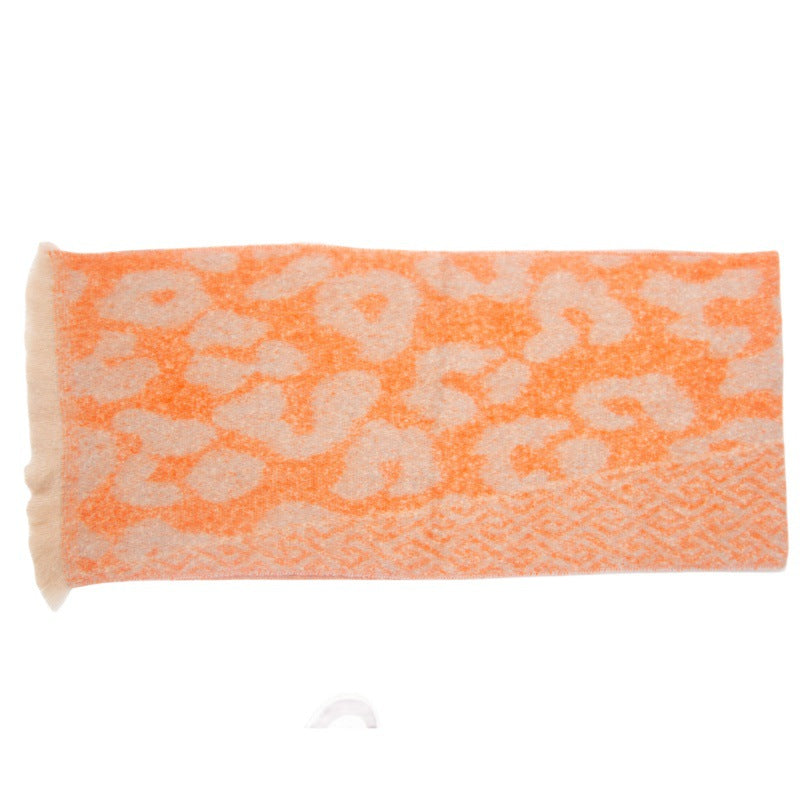 Brushed Leopard Print Winter Blanket Scarf