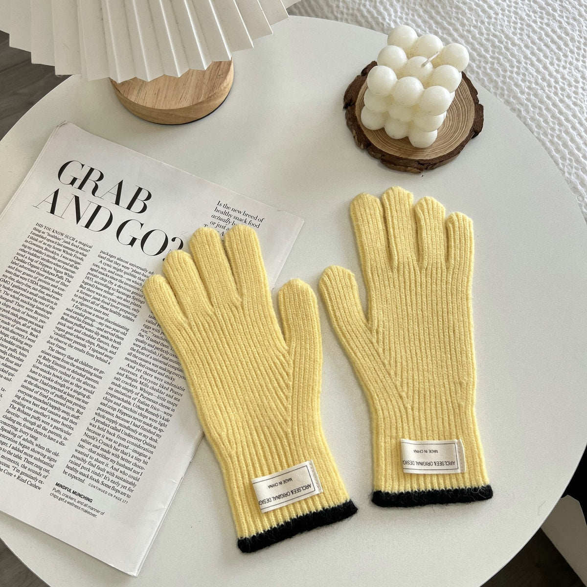 Simple Color Contrast Touch Screen Knit Gloves 6W6GLO51