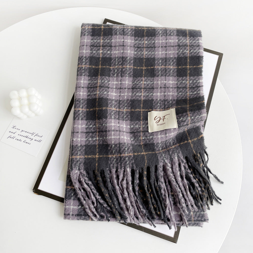 Plaid Fringed Blanket Scarf Wrap