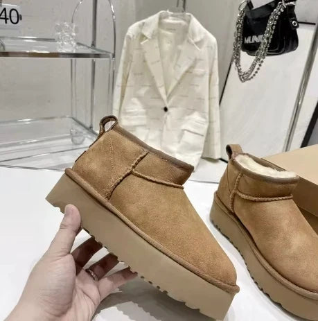 Women's Shearling-Lined Snow Boots - Platform Ankle Boots, Faux Fur