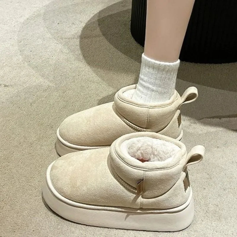 Women's Cotton Snow Boots - Round Toe Ankle Boots