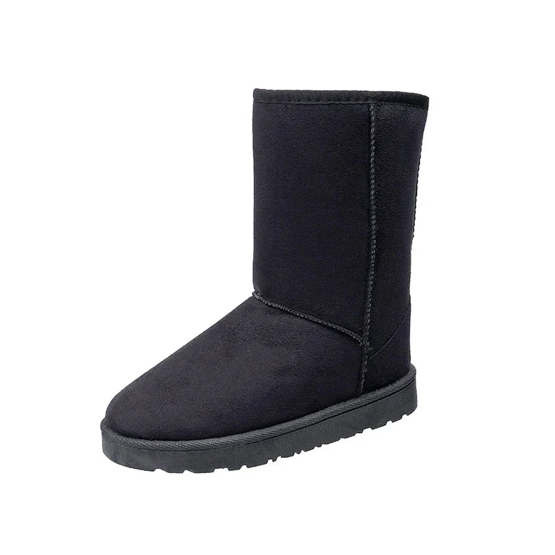 Women's Flannel Mid-Calf Boots - Round Toe Winter Boots