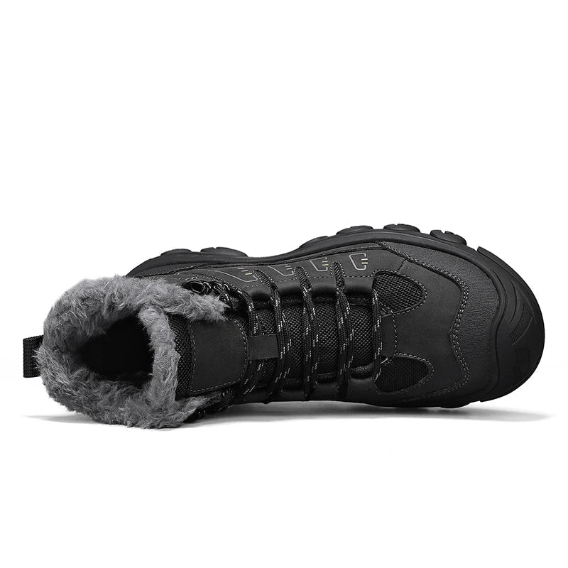 Men's Genuine Leather Ankle Boots - Plush-Lined Winter Boots
