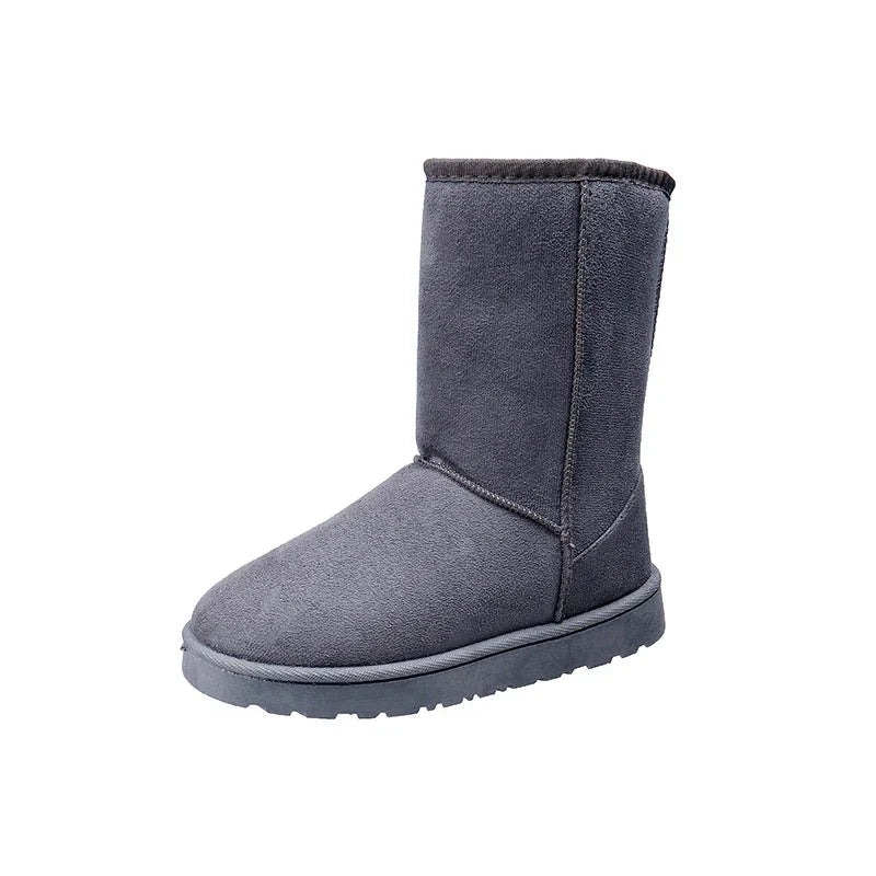 Women's Flannel Mid-Calf Boots - Round Toe Winter Boots