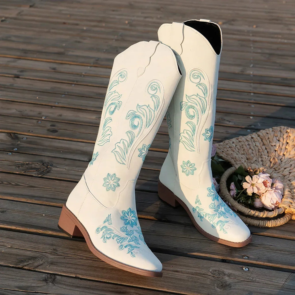 Waterproof Embroidered Riding Boots