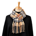 Women's Plaid Scarf – Soft Warm Checked Tassel Shawl Wrap