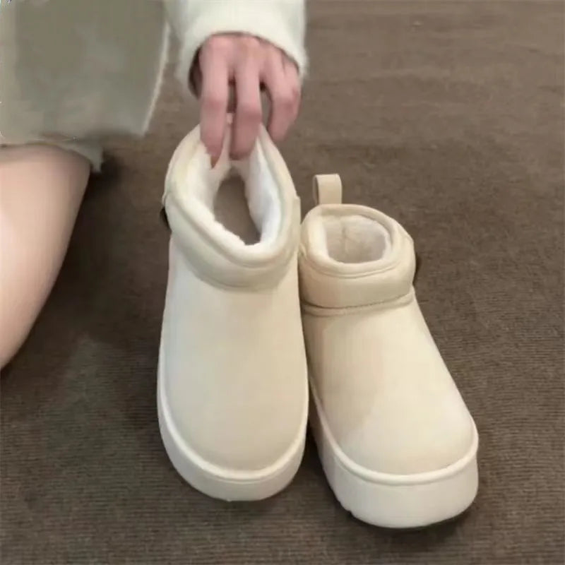 Women's Cotton Snow Boots - Round Toe Ankle Boots