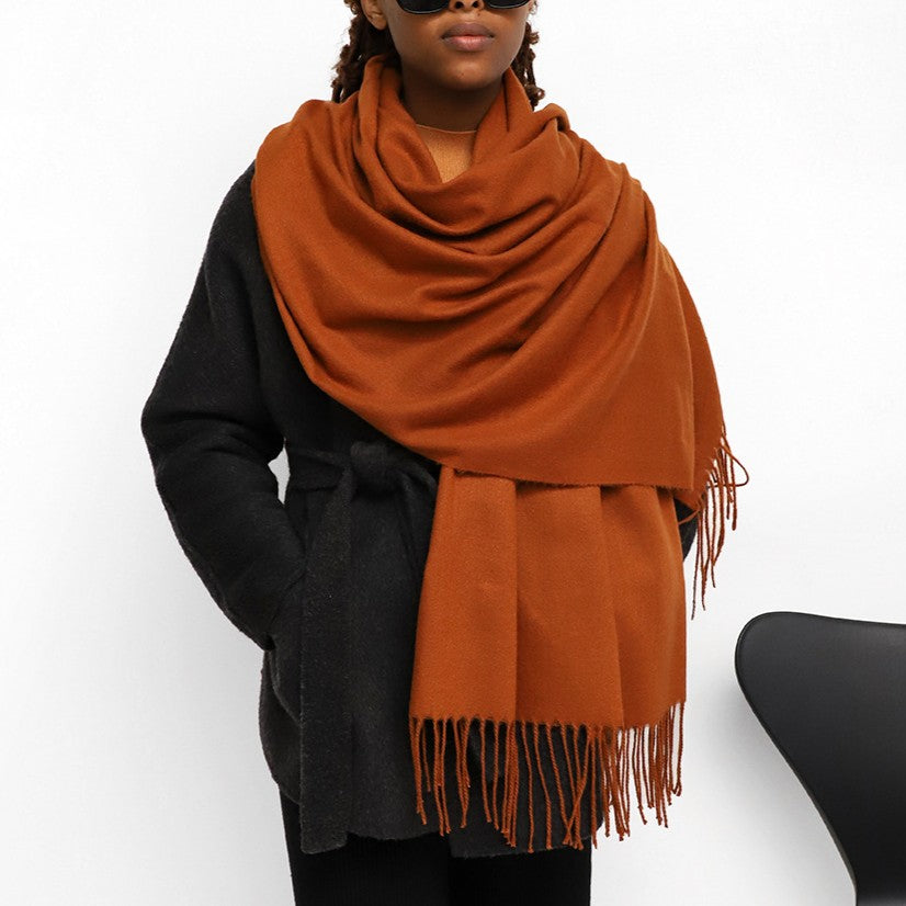 Oversized Brushed Tassel Blanket Scarf Wrap