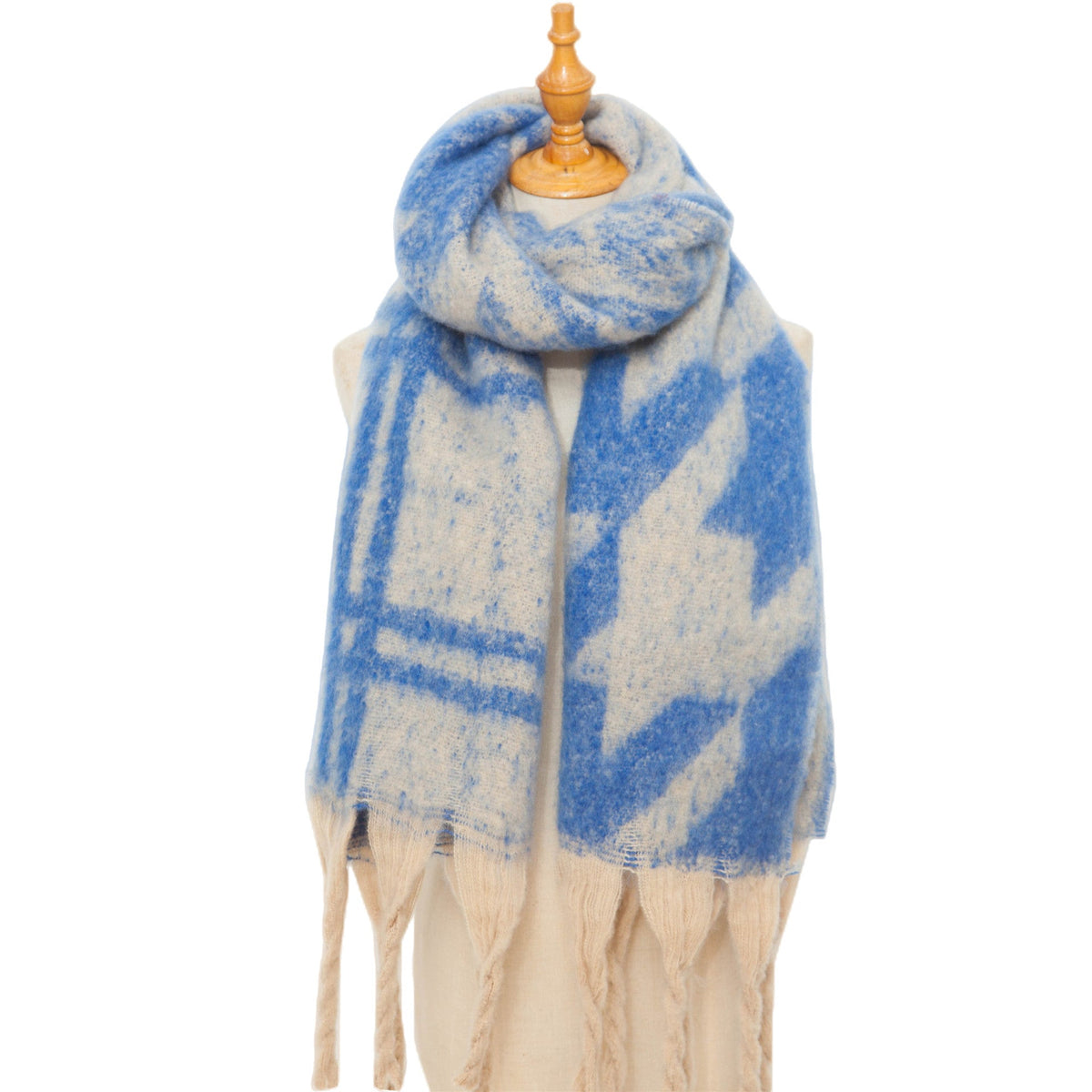 Chunky Fringe Plaid Blanket Scarf