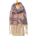 Chunky Fringe Plaid Blanket Scarf