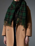 Green Tartan Fringed Blanket Scarf