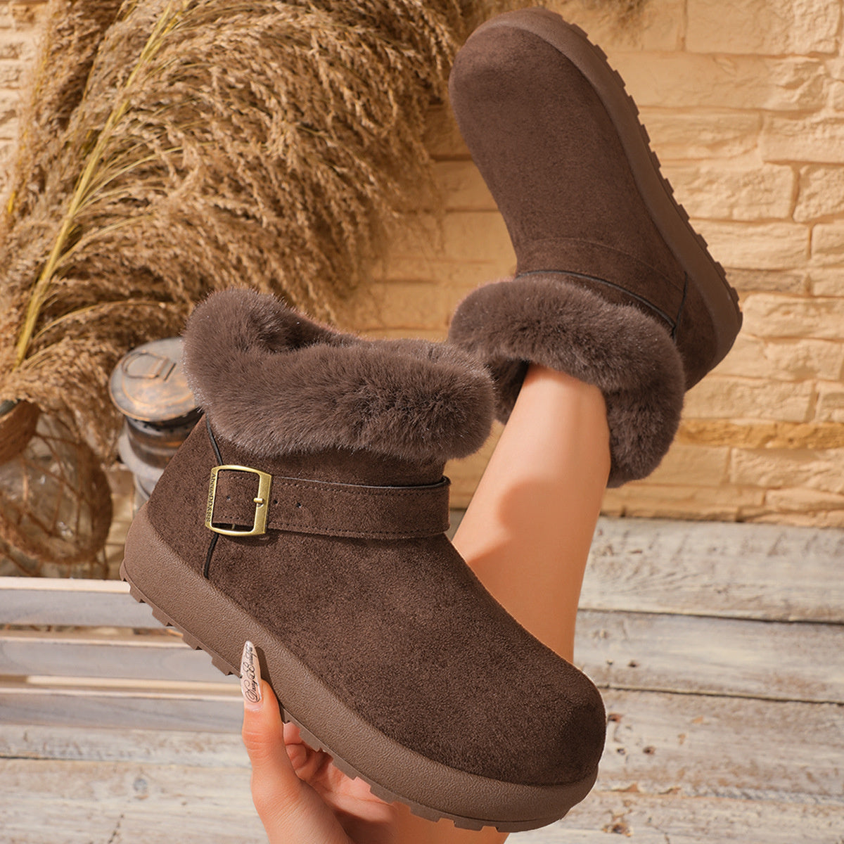 Faux Fur Lined Suede Winter Boots